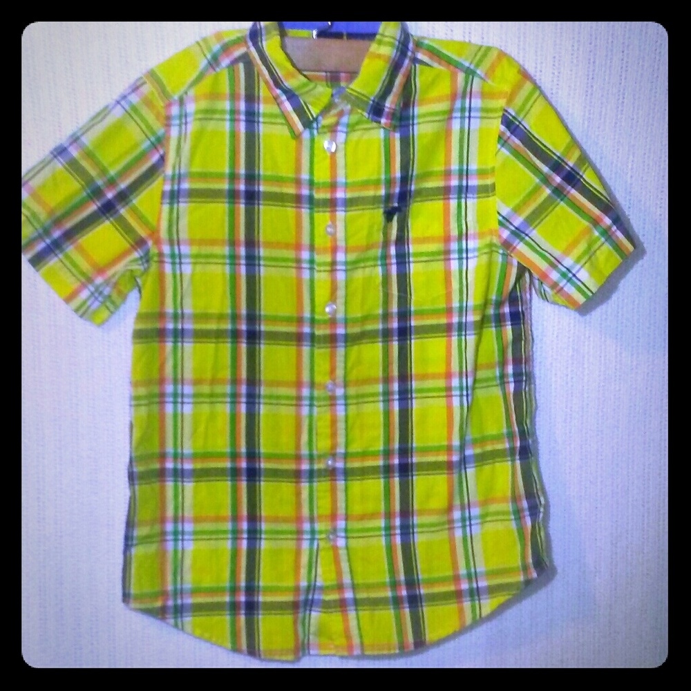 Boys Wrangler Yellow Plaid button down shirt sz L